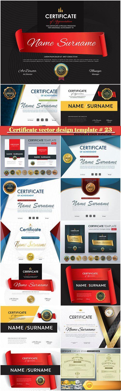 Certificate and vector diploma design template # 23