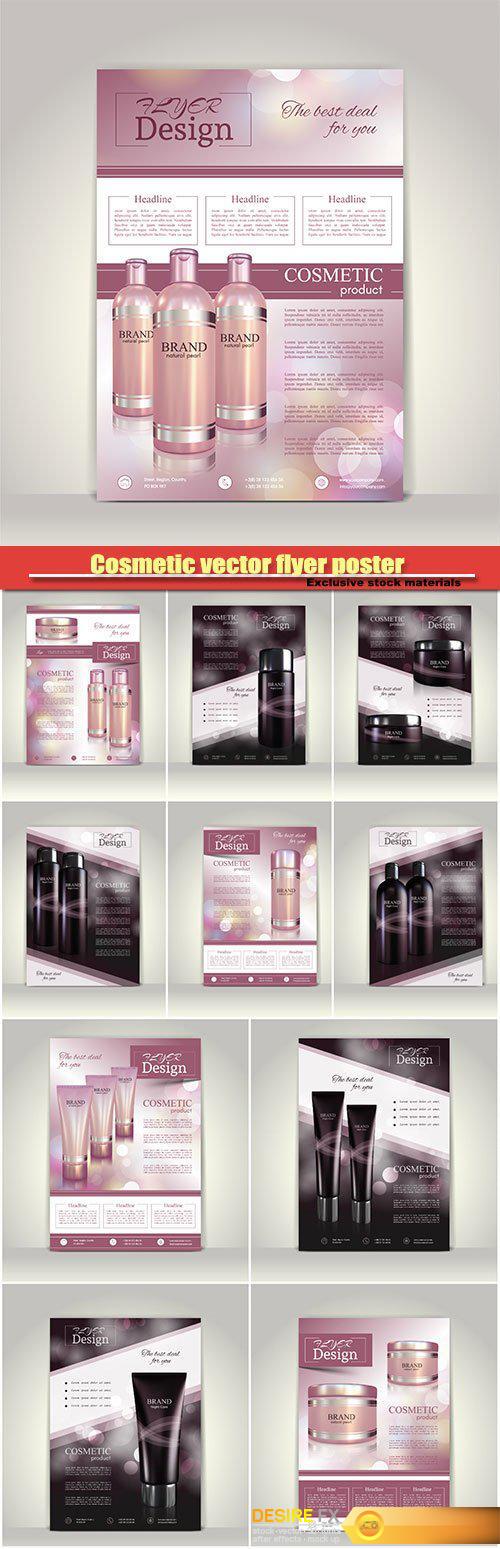 Cosmetic vector flyer poster, brochure magazine cover template