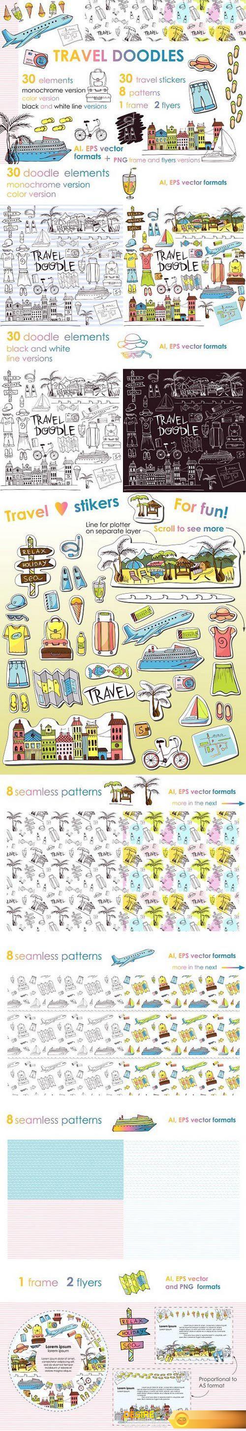 CM - Let\'s travel doodles. Big set 1476287
