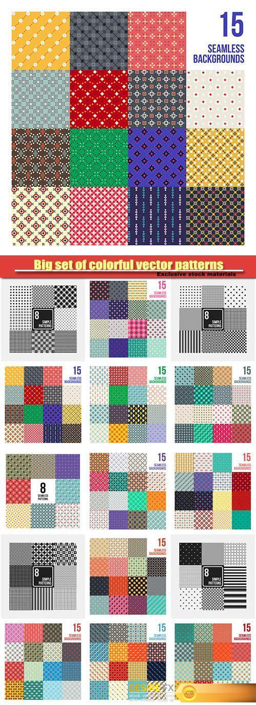 Big set of colorful pixelated vector patterns