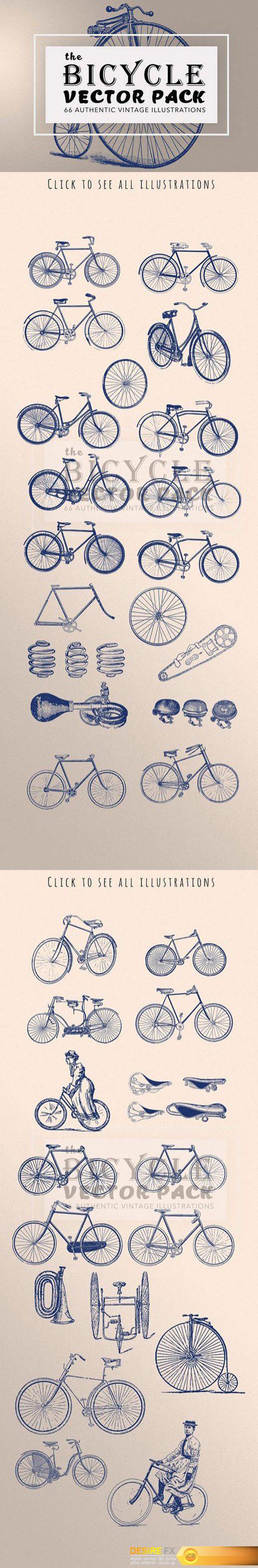 CM - Vintage Bicycle Illustration Bundle 1482385