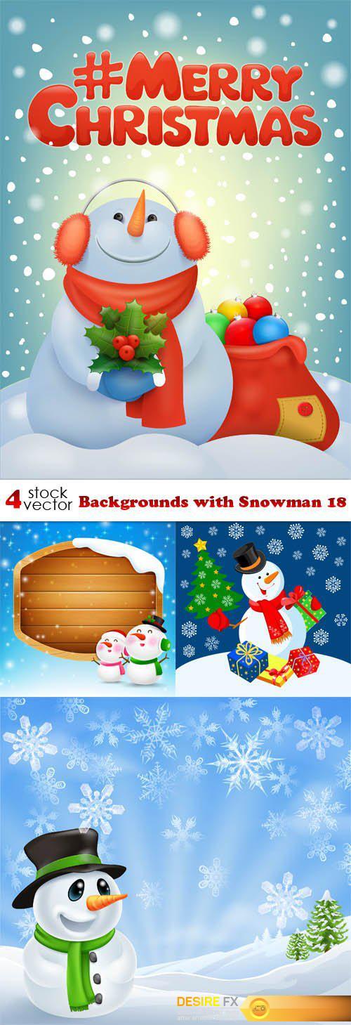 Vectors - Backgrounds with Snowman 18