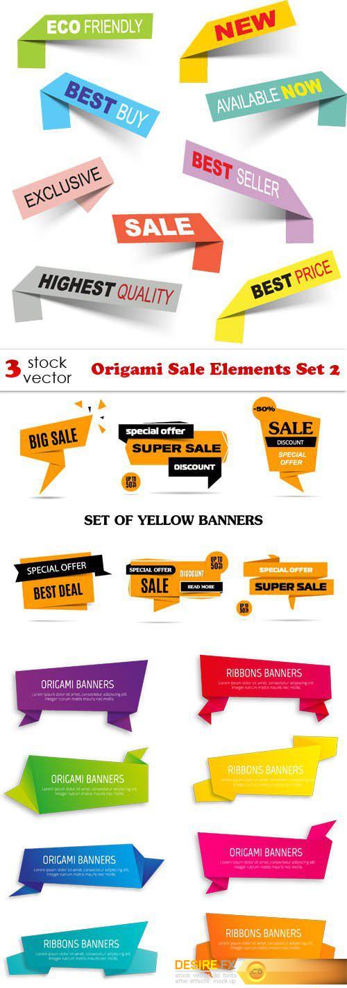 Vectors - Origami Sale Elements Set 2