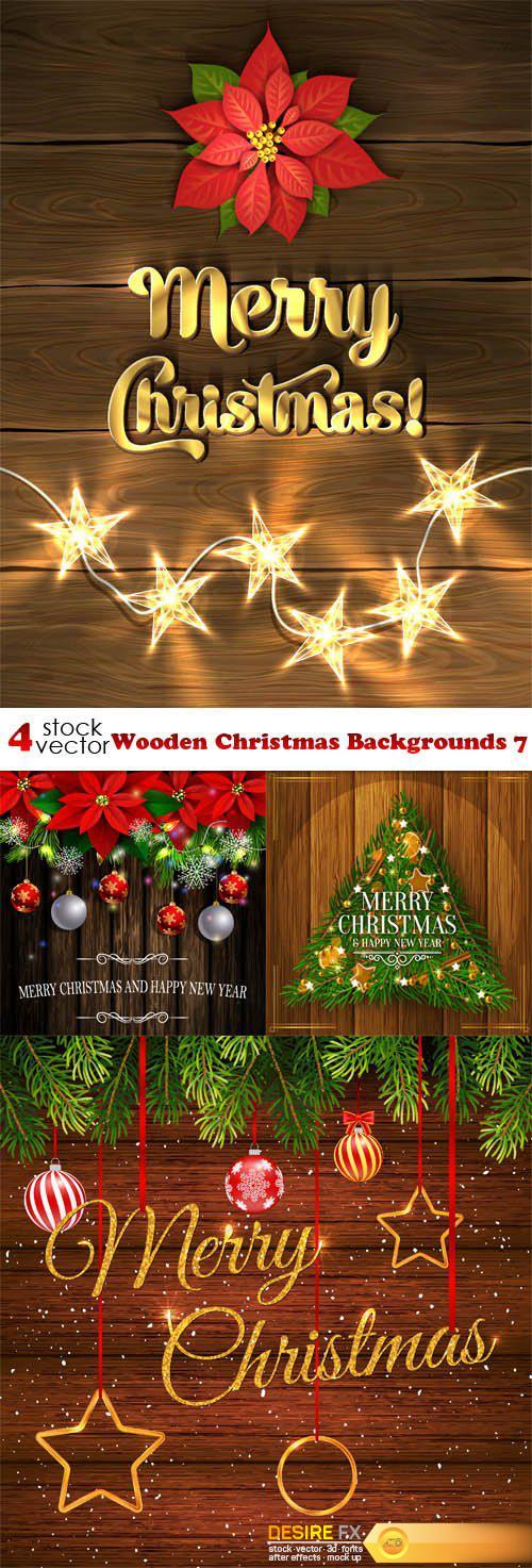 Vectors - Wooden Christmas Backgrounds 7