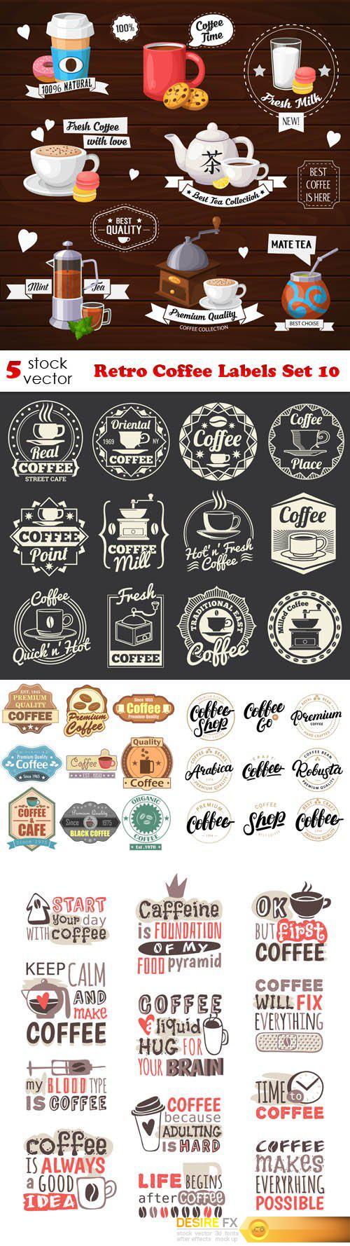 Vectors - Retro Coffee Labels Set 10