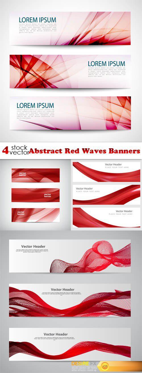 Vectors - Abstract Red Waves Banners