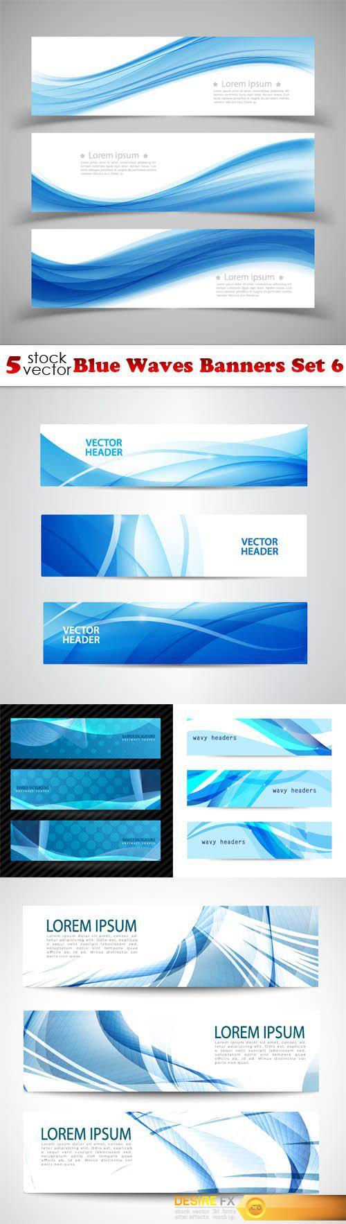Vectors - Blue Waves Banners Set 6