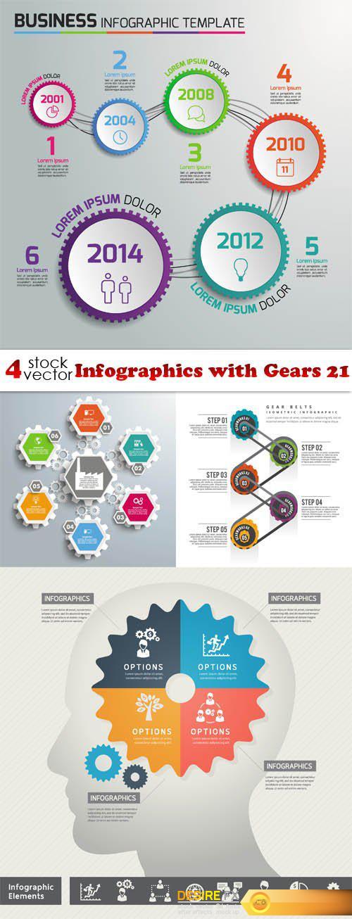 Vectors - Infographics with Gears 21