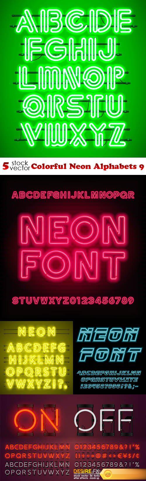 Vectors - Colorful Neon Alphabets 9