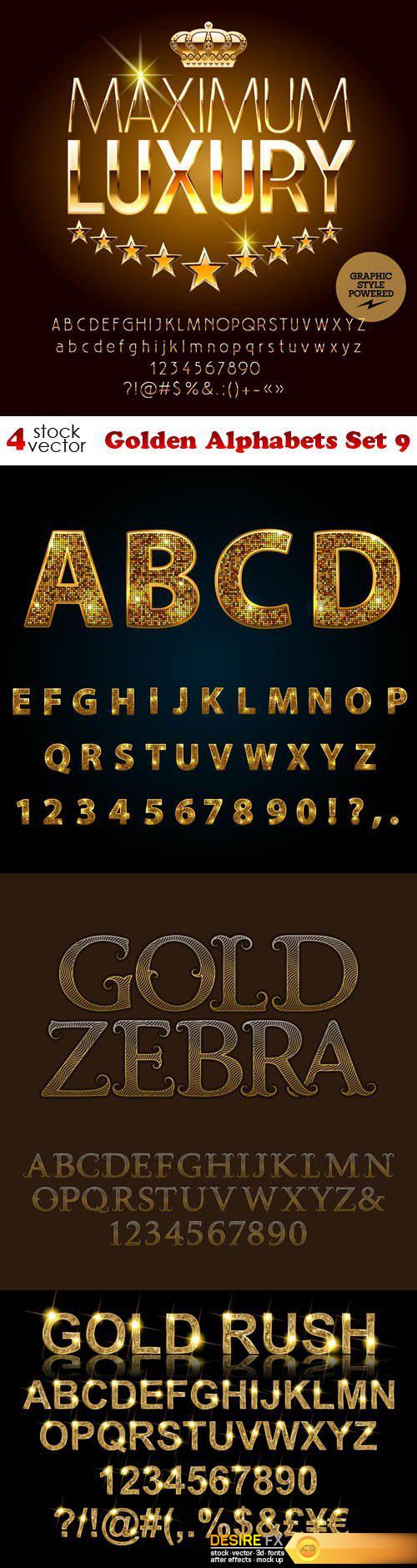 Vectors - Golden Alphabets Set 9
