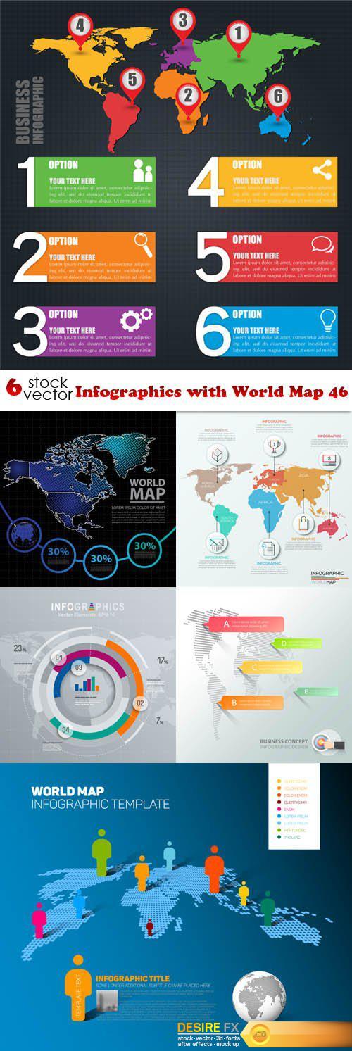 Vectors - Infographics with World Map 46