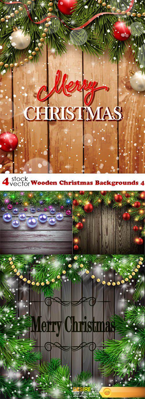 Vectors - Wooden Christmas Backgrounds 4