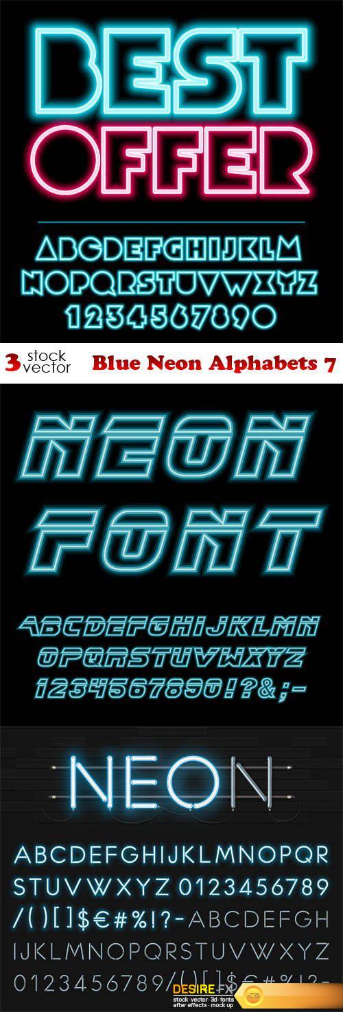 Vectors - Blue Neon Alphabets 7