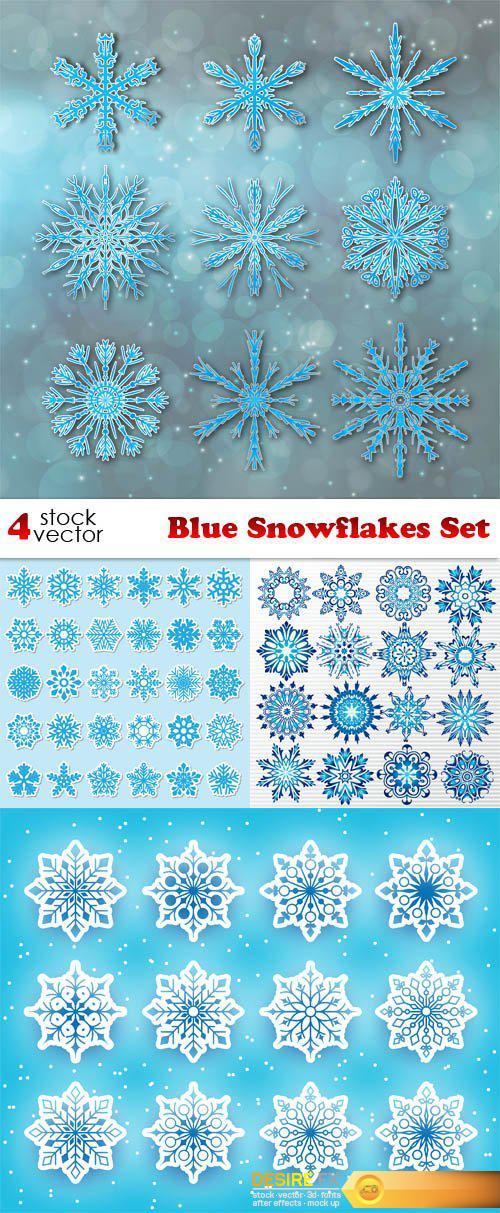 Vectors - Blue Snowflakes Set