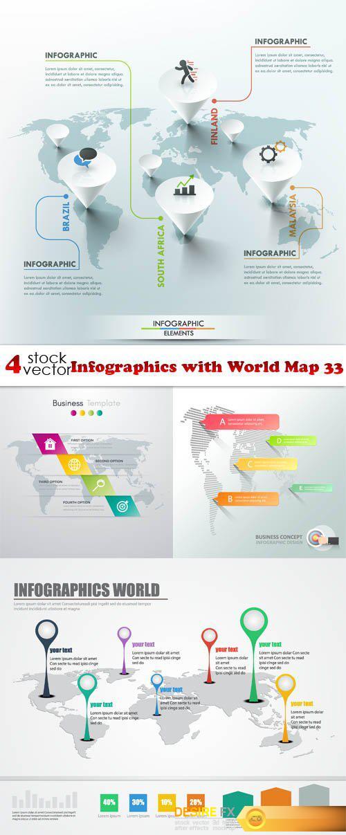 Vectors - Infographics with World Map 33