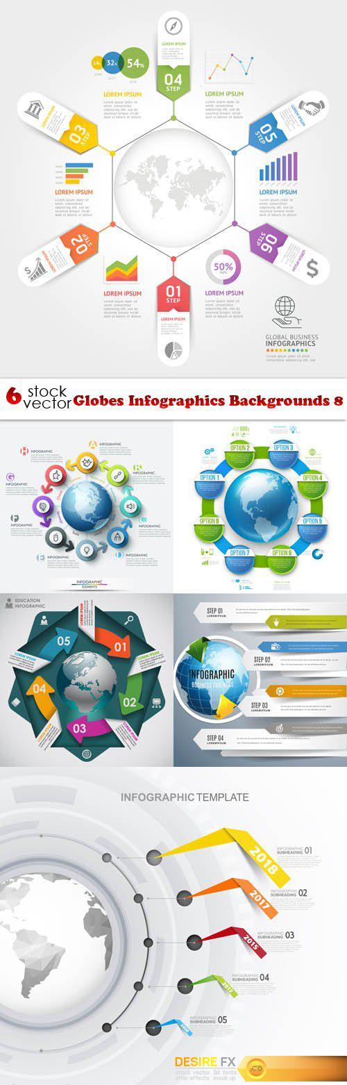 Vectors - Globes Infographics Backgrounds 8