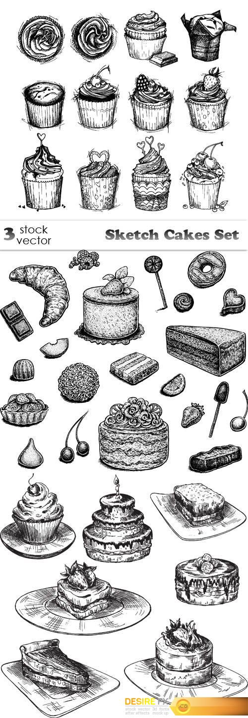 Vectors - Sketch Cakes Set