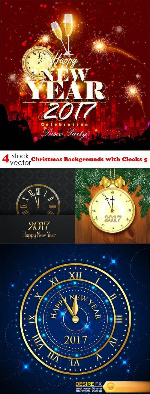 Vectors - Christmas Backgrounds with Clocks 5