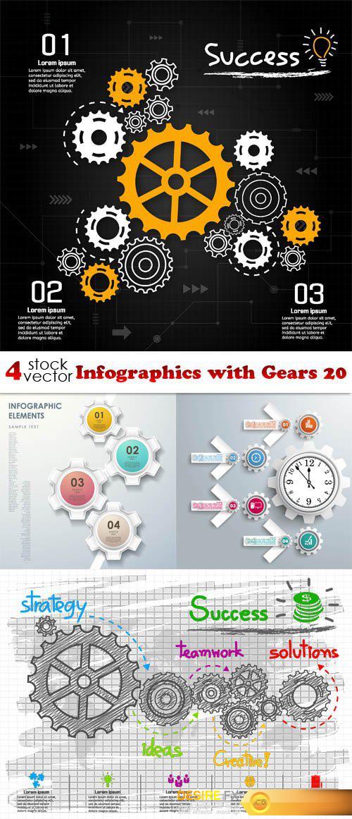 Vectors - Infographics with Gears 20