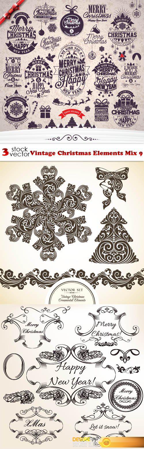 Vectors - Vintage Christmas Elements Mix 9