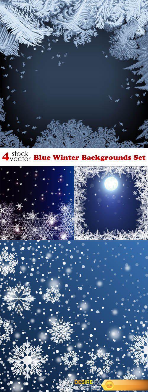 Vectors - Blue Winter Backgrounds Set