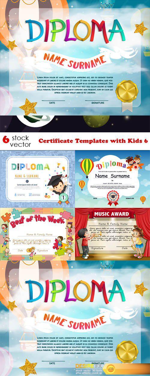 Vectors - Certificate Templates with Kids 6