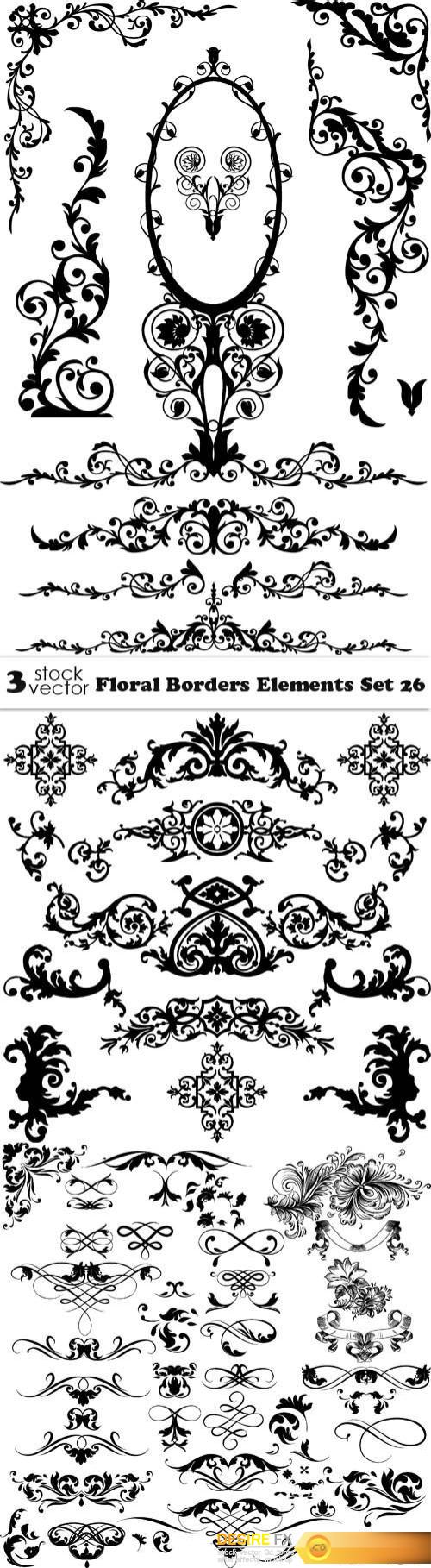 Vectors - Floral Borders Elements Set 26
