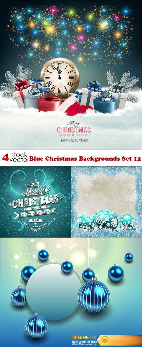 Vectors - Blue Christmas Backgrounds Set 12