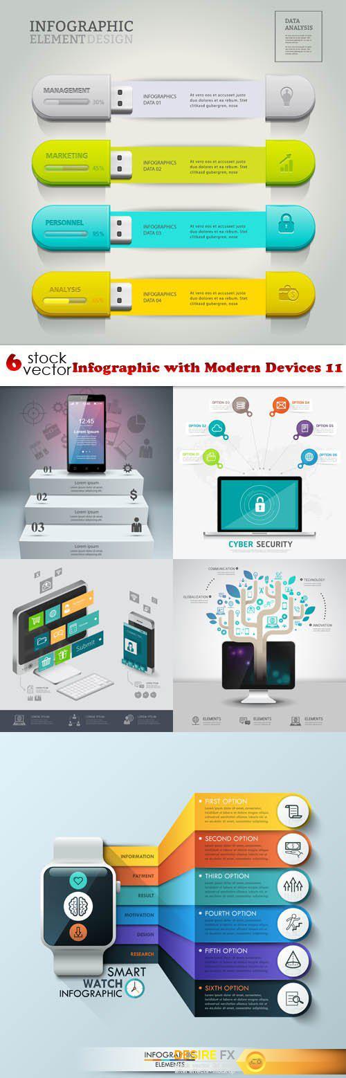 Vectors - Infographic with Modern Devices 11