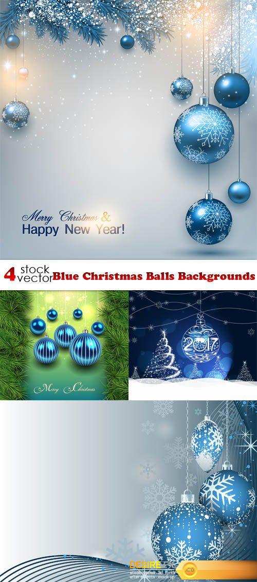 Vectors - Blue Christmas Balls Backgrounds