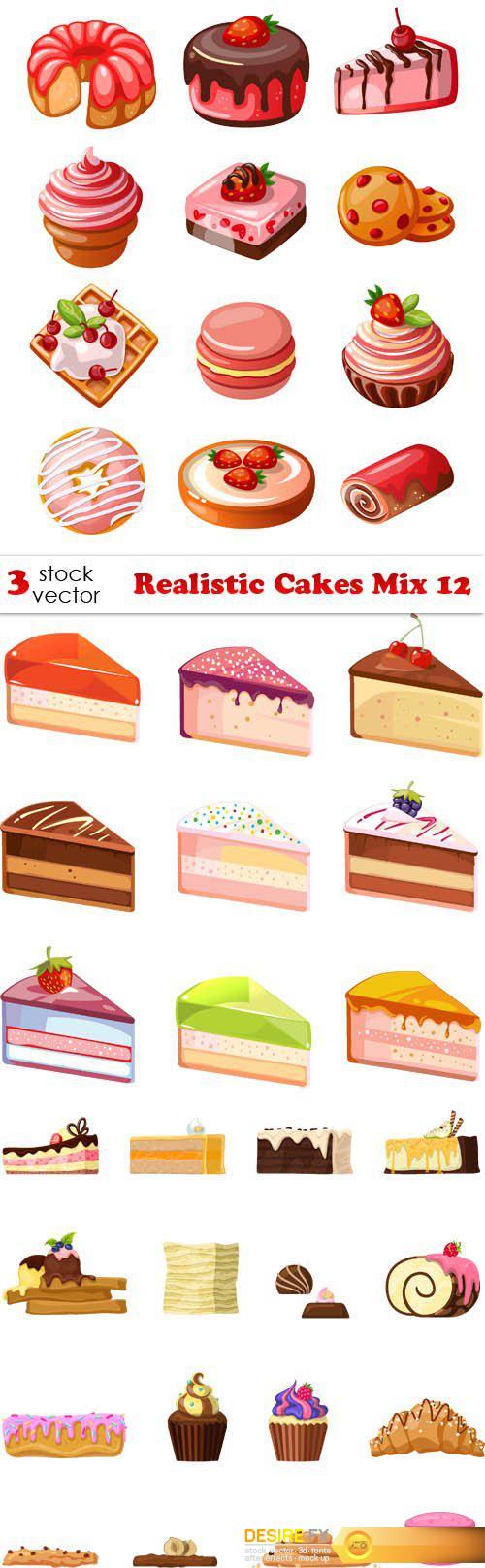 Vectors - Realistic Cakes Mix 12