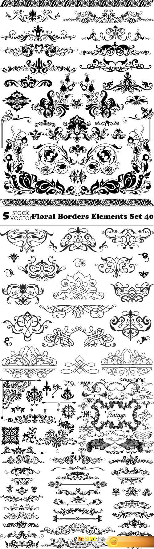 Vectors - Floral Borders Elements Set 40