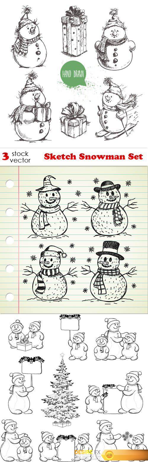 Vectors - Sketch Snowman Set
