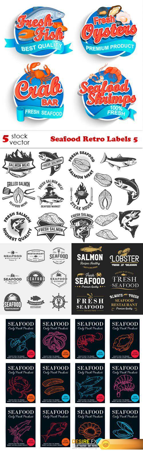 Vectors - Seafood Retro Labels 5