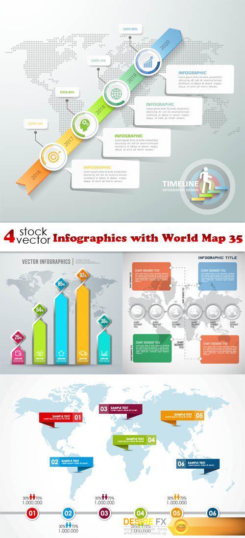 Vectors - Infographics with World Map 35