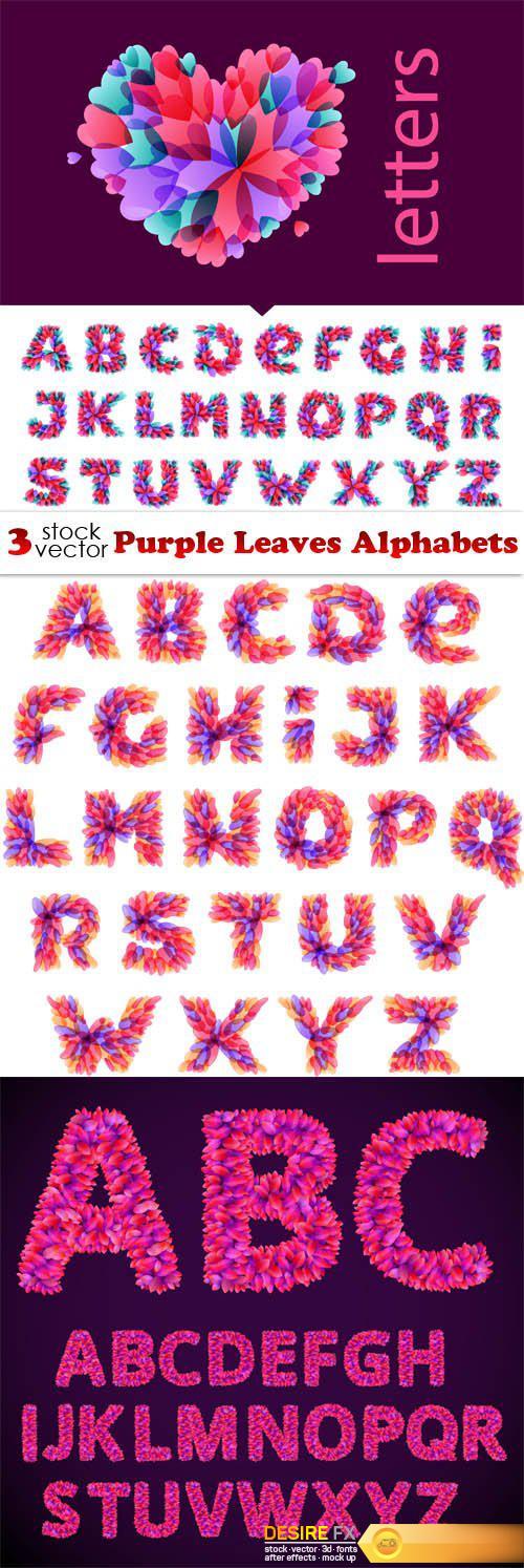 Vectors - Purple Leaves Alphabets