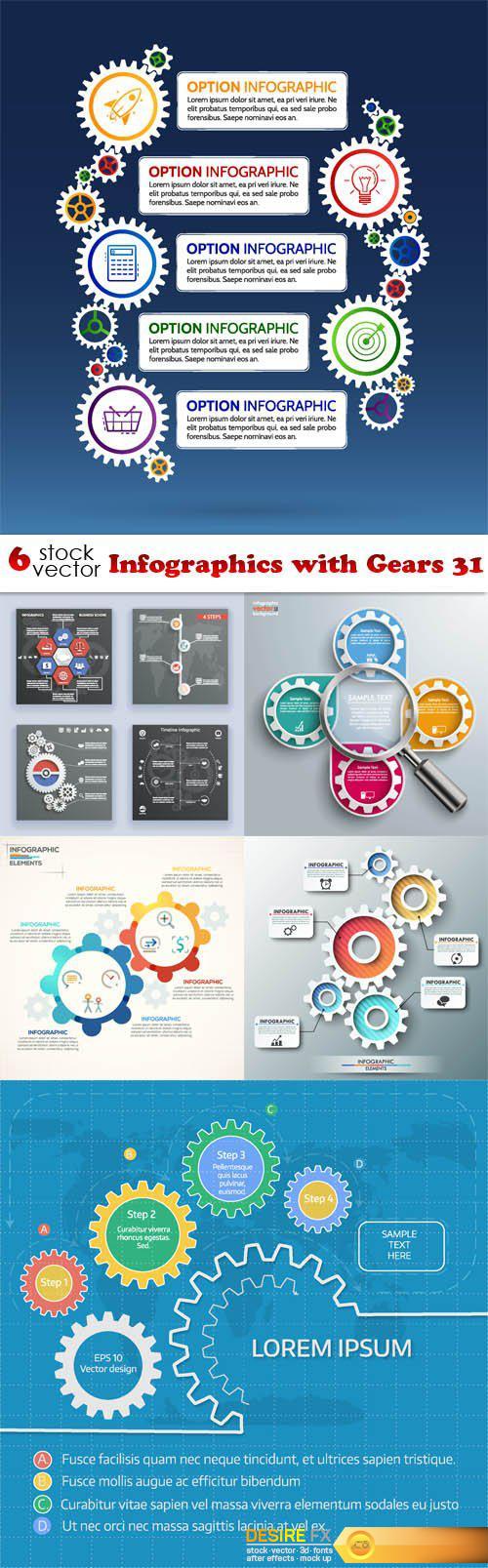 Vectors - Infographics with Gears 31