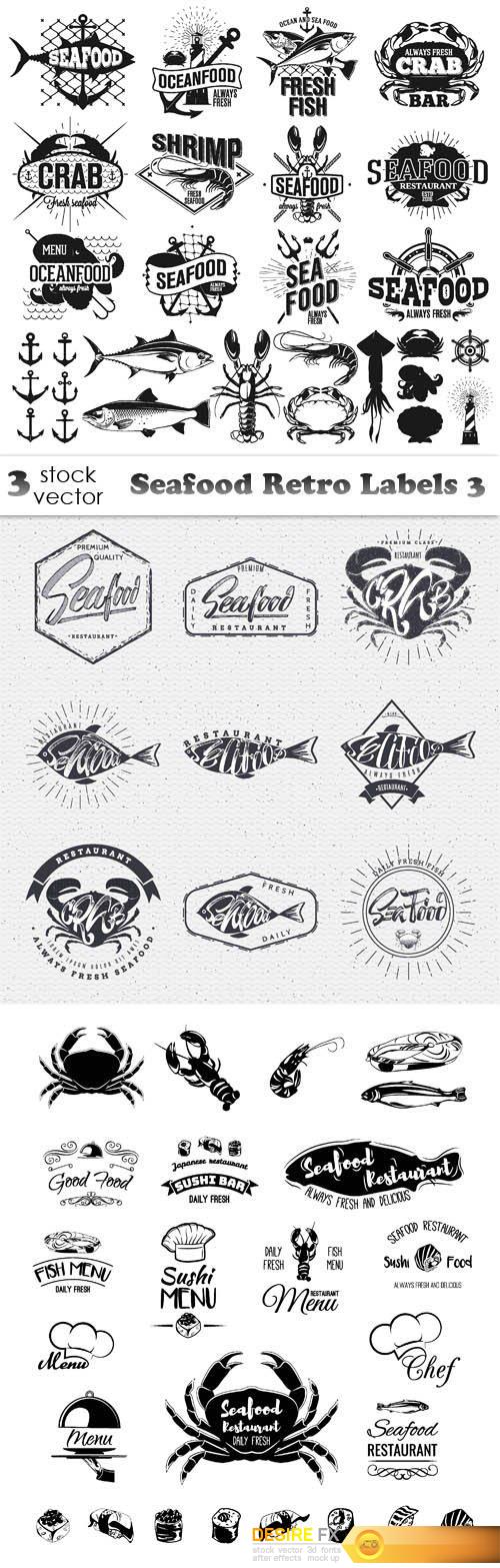 Vectors - Seafood Retro Labels 3