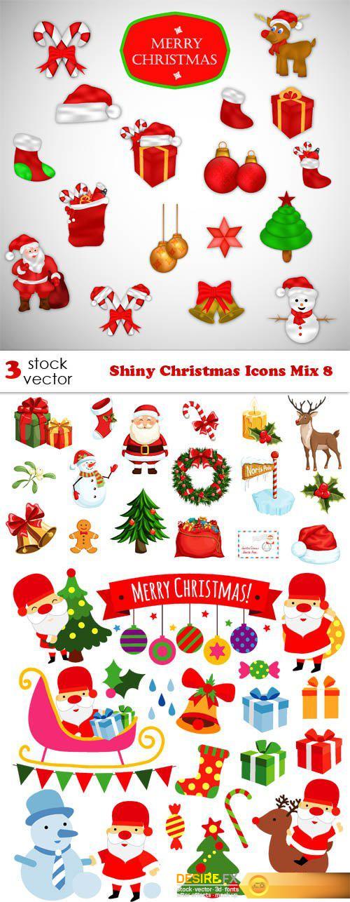 Vectors - Shiny Christmas Icons Mix 8