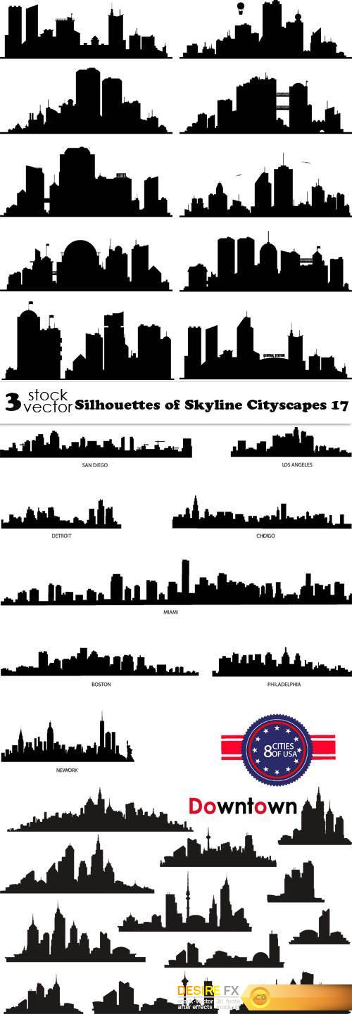 Vectors - Silhouettes of Skyline Cityscapes 17