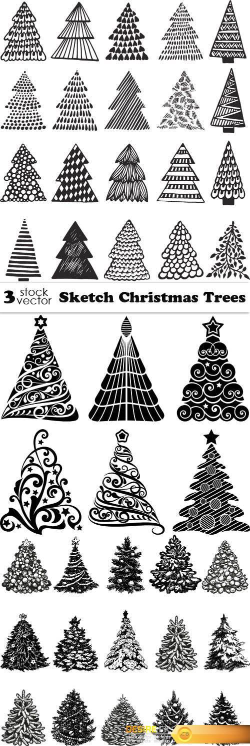 Vectors - Sketch Christmas Trees