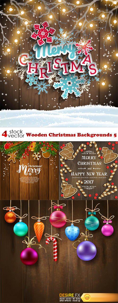 Vectors - Wooden Christmas Backgrounds 5