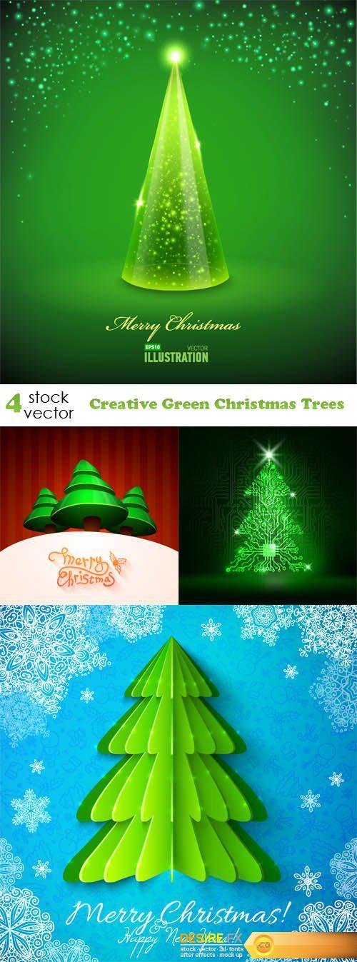 Vectors - Creative Green Christmas Trees