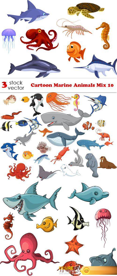 Vectors - Cartoon Marine Animals Mix 10
