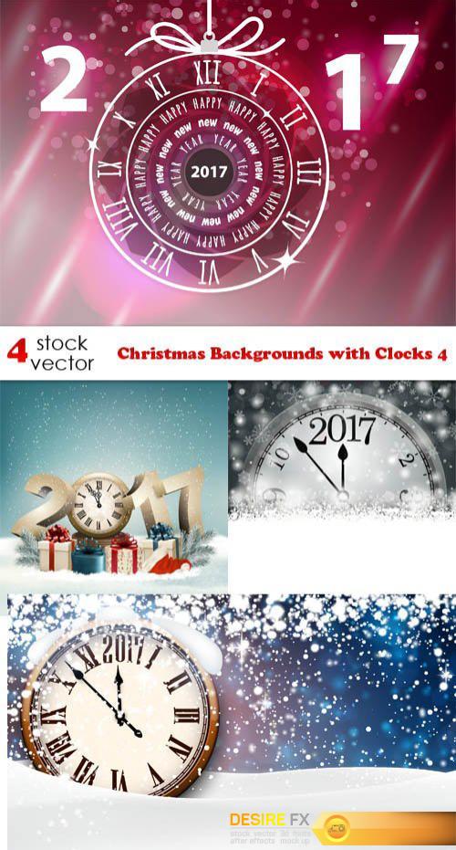 Vectors - Christmas Backgrounds with Clocks 4