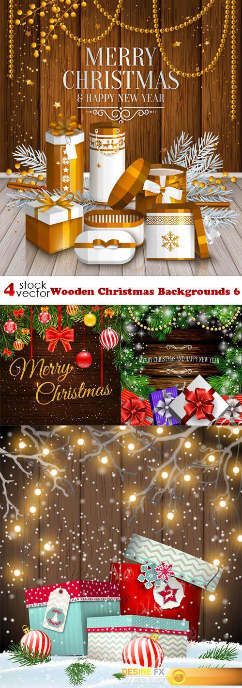Vectors - Wooden Christmas Backgrounds 6