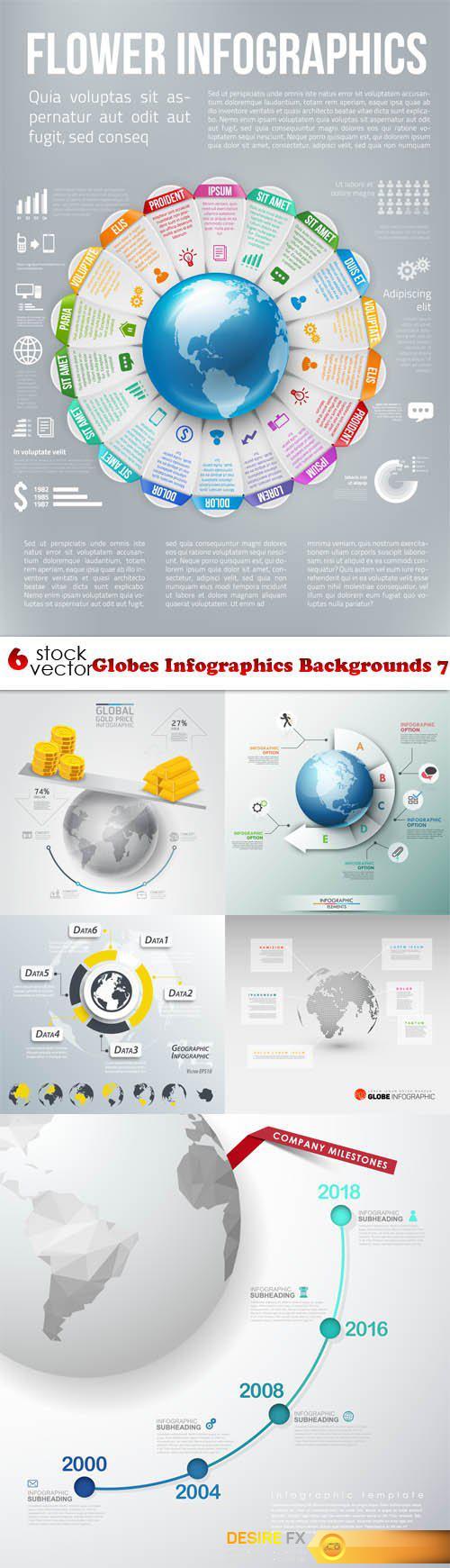 Vectors - Globes Infographics Backgrounds 7