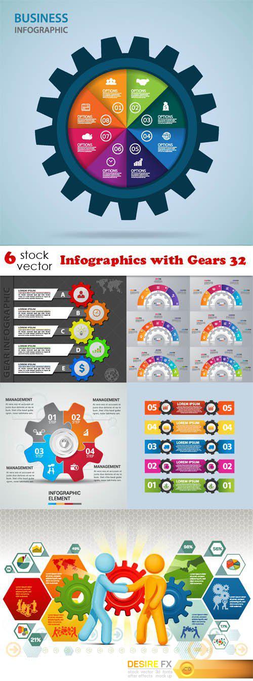 Vectors - Infographics with Gears 32