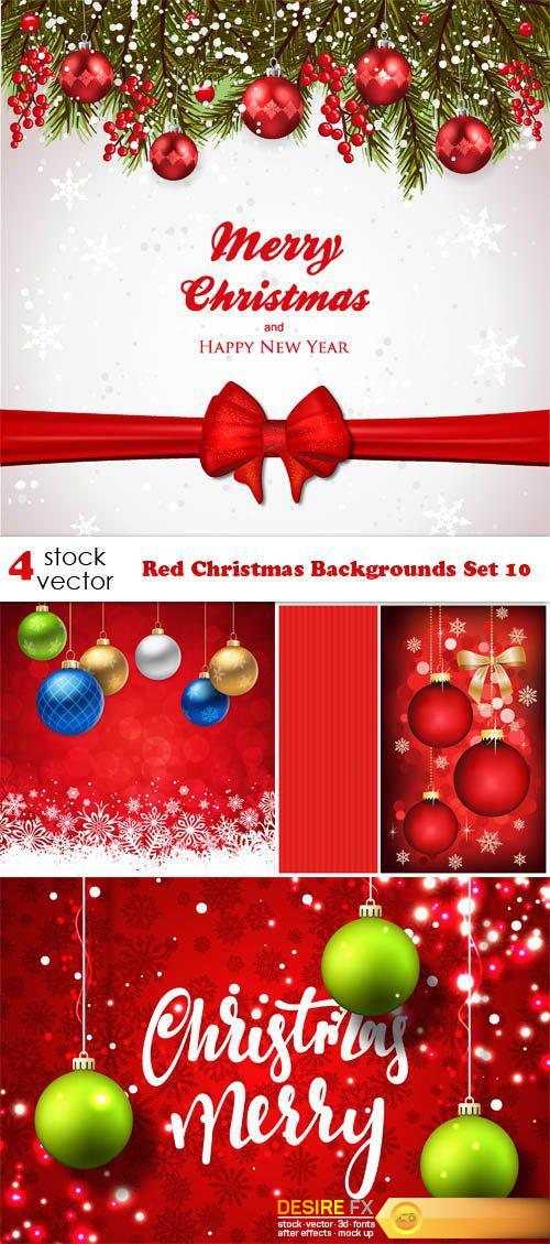 Vectors - Red Christmas Backgrounds Set 10