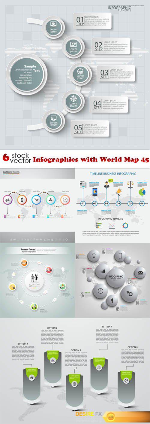 Vectors - Infographics with World Map 45